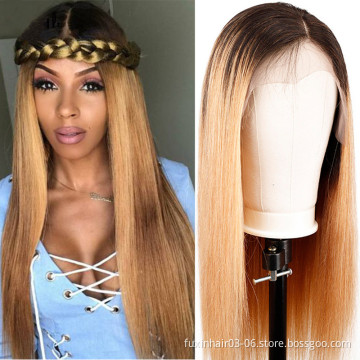 1B 27 30 Blonde Brazilian Straight Lace Front Wig 13x4 Colored Ombre Human Hair Wigs Pre Plucked Remy Brown Lace Front Wig